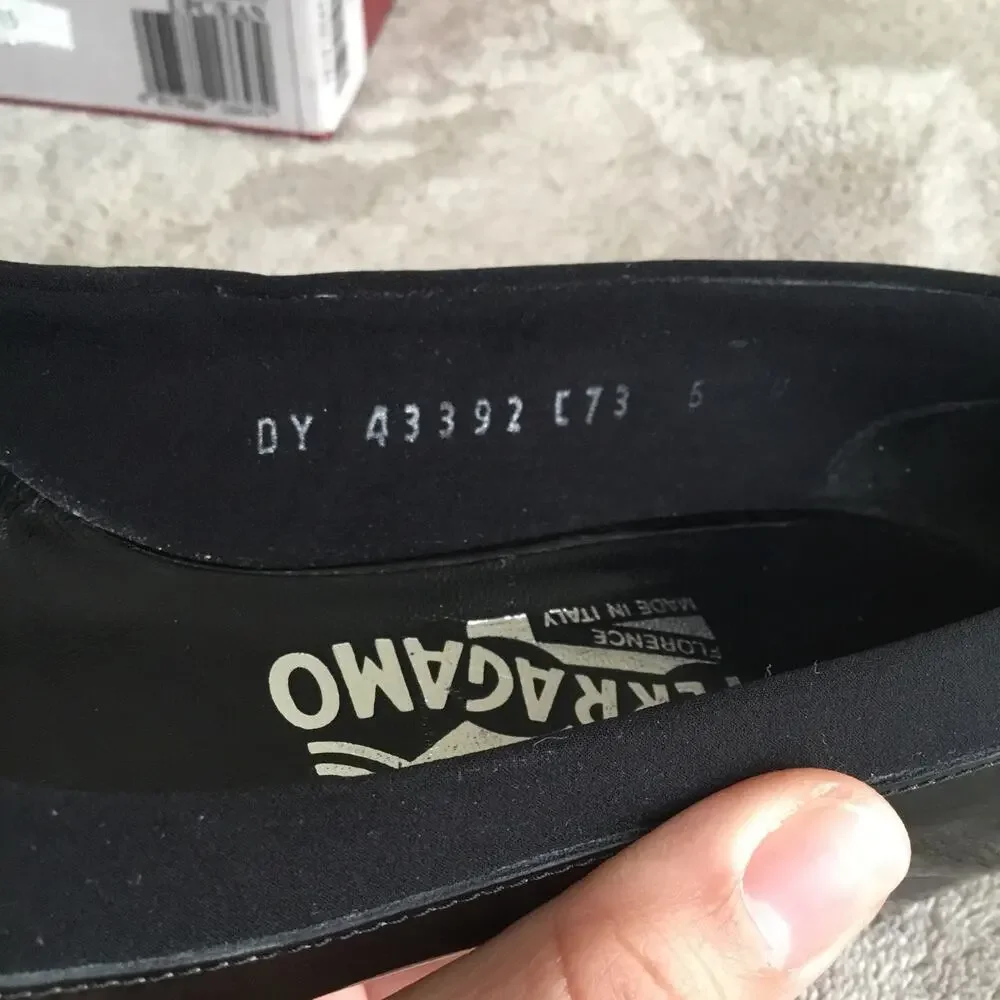 Salvatore Ferragamo Nuria Wedge Black Patent Leather Pumps Size 6 - Picture 8 of 10